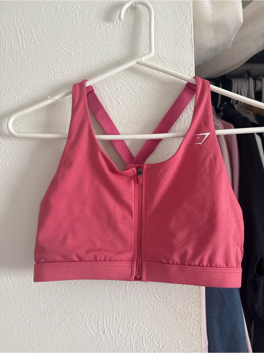Gymshark Rose Pink Front-Zip Cross-Back Sports Bra